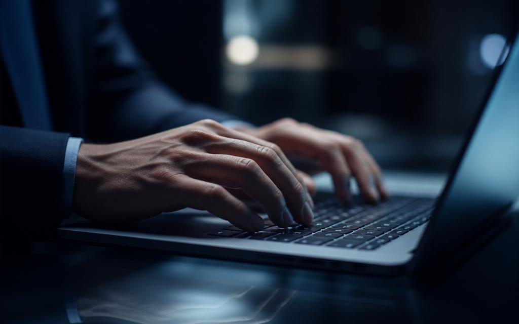 Professional work on laptop